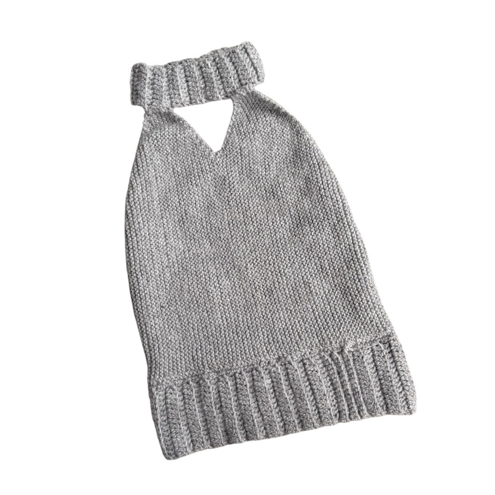 Crochet Grey Open Back Sweater Top